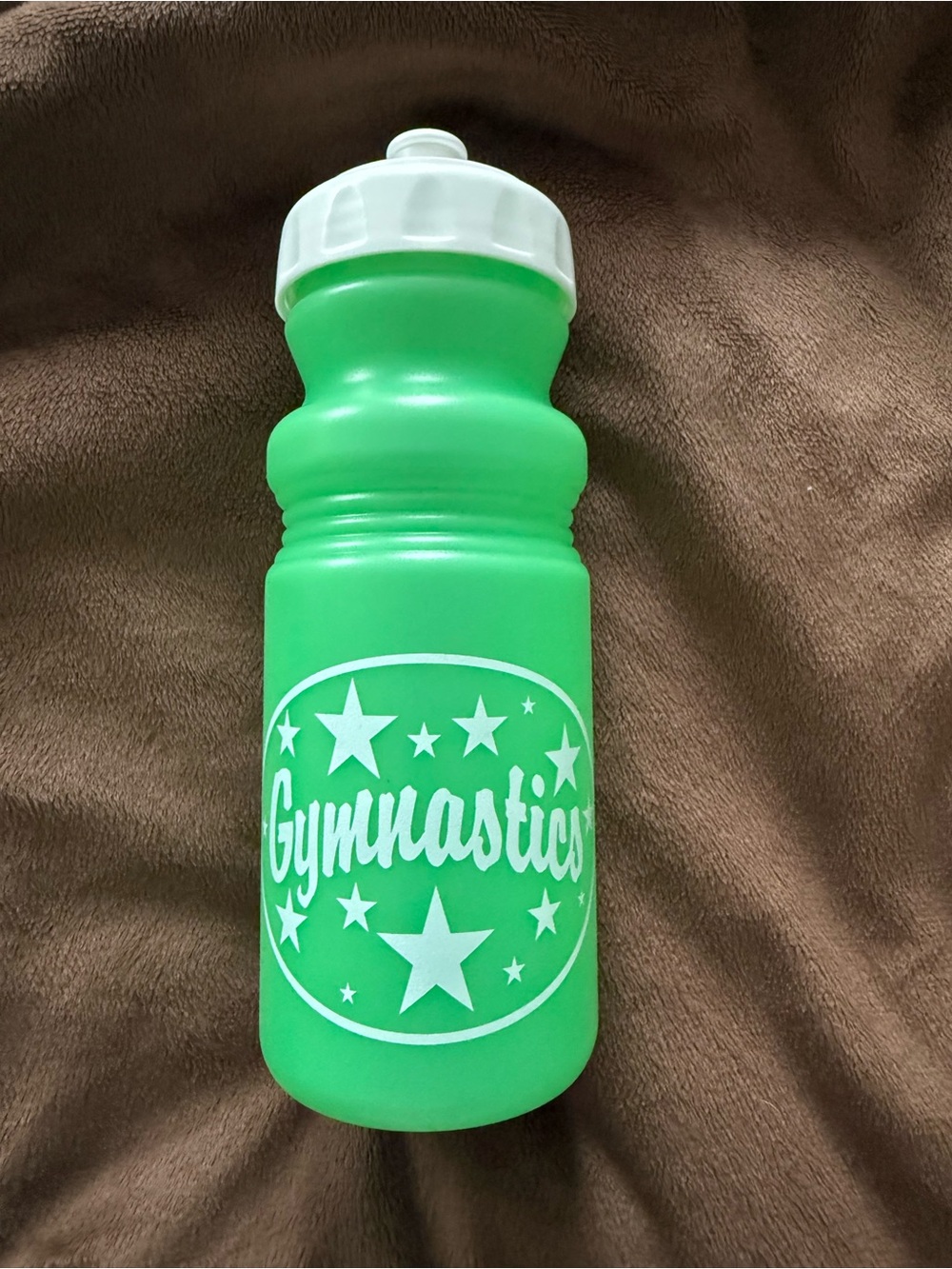 Gymnastics Green Sports Water Bottle with White Cap